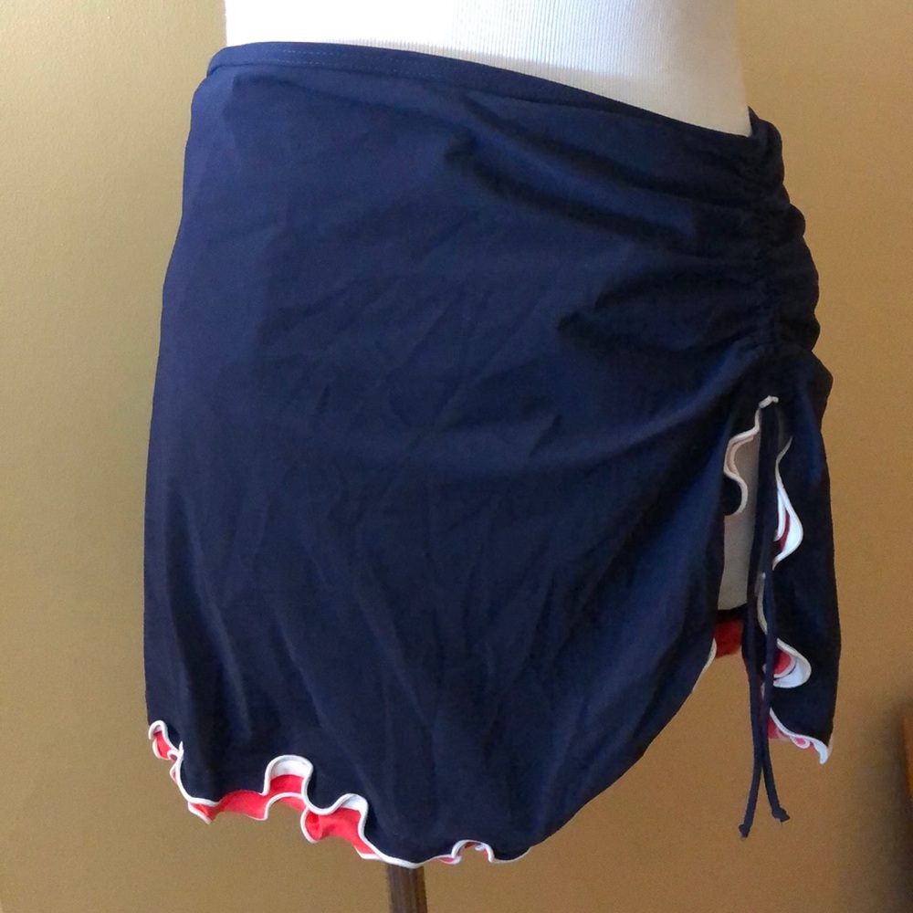 GOTTEX Size 24W Sarong-Look Bikini Swim Bottom Brief + Skirted Ruffle  $102 NEW